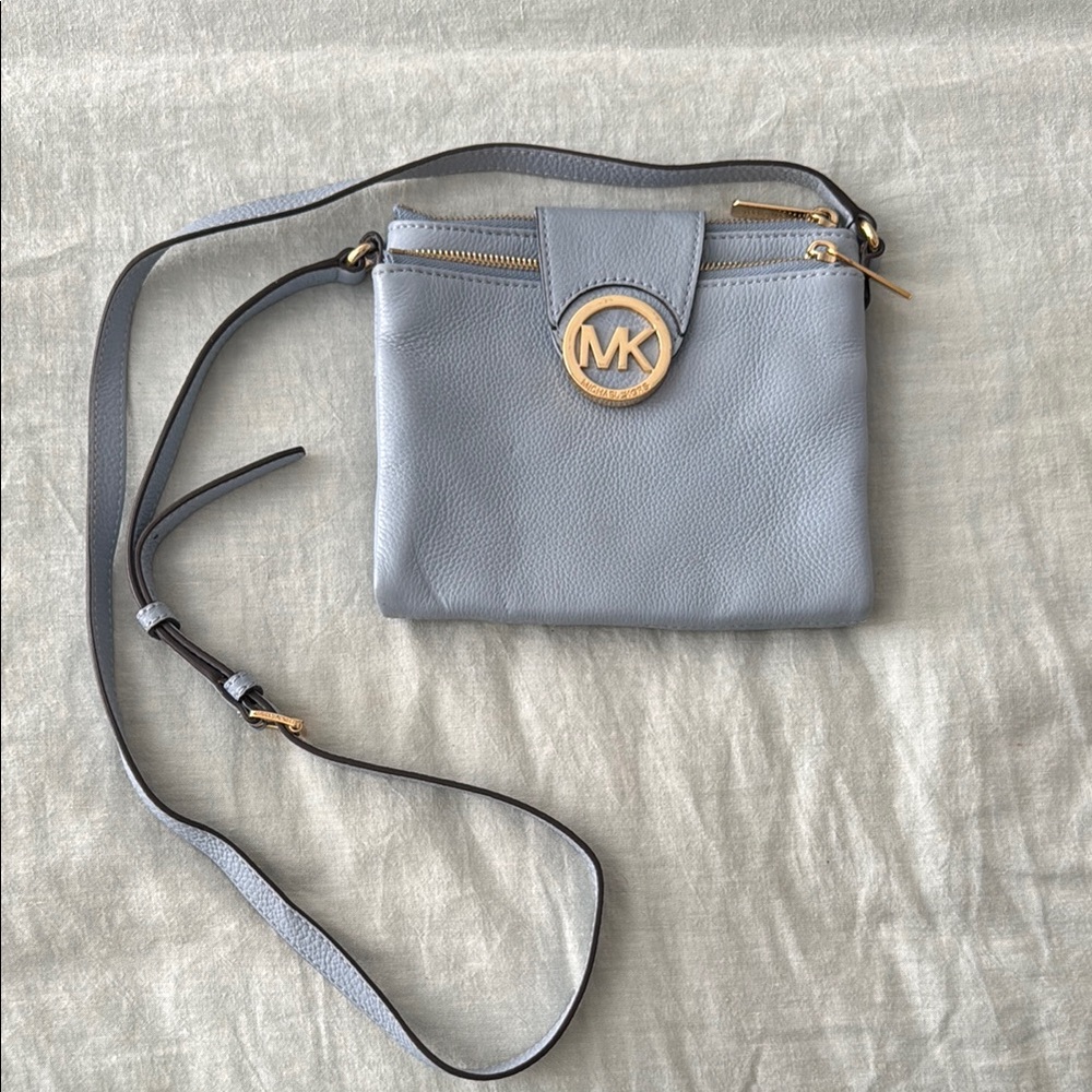 Michael Kors Gray Crossbody Bag with Gold-Tone Hardware
